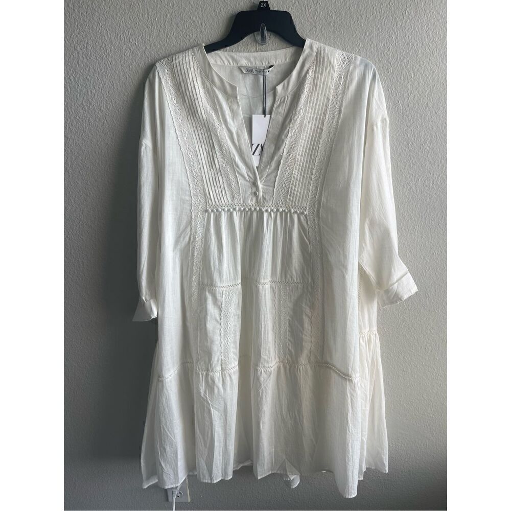 ❤️ZARA Voluminously Embroidered Dress XL - Picture 4 of 7